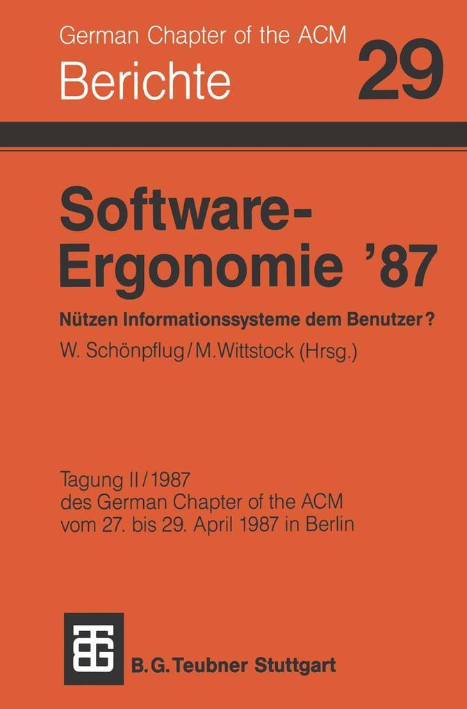 Produktbild: Software-Ergonomie '87 Nützen Informationssysteme dem Benutzer?