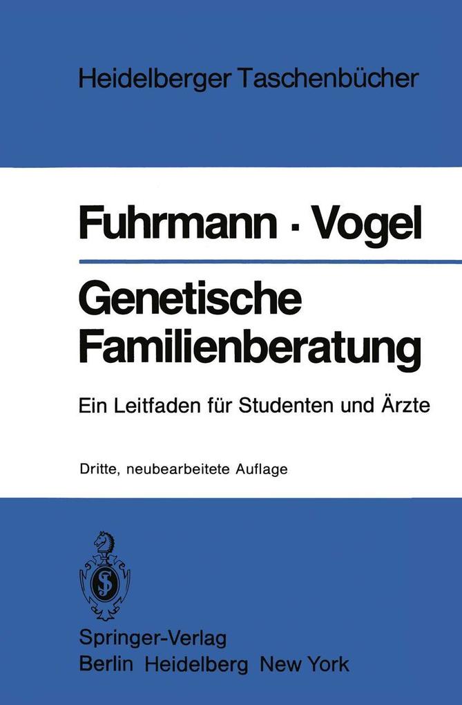 Produktbild: Genetische Familienberatung | Walter Fuhrmann, Friedrich Vogel
