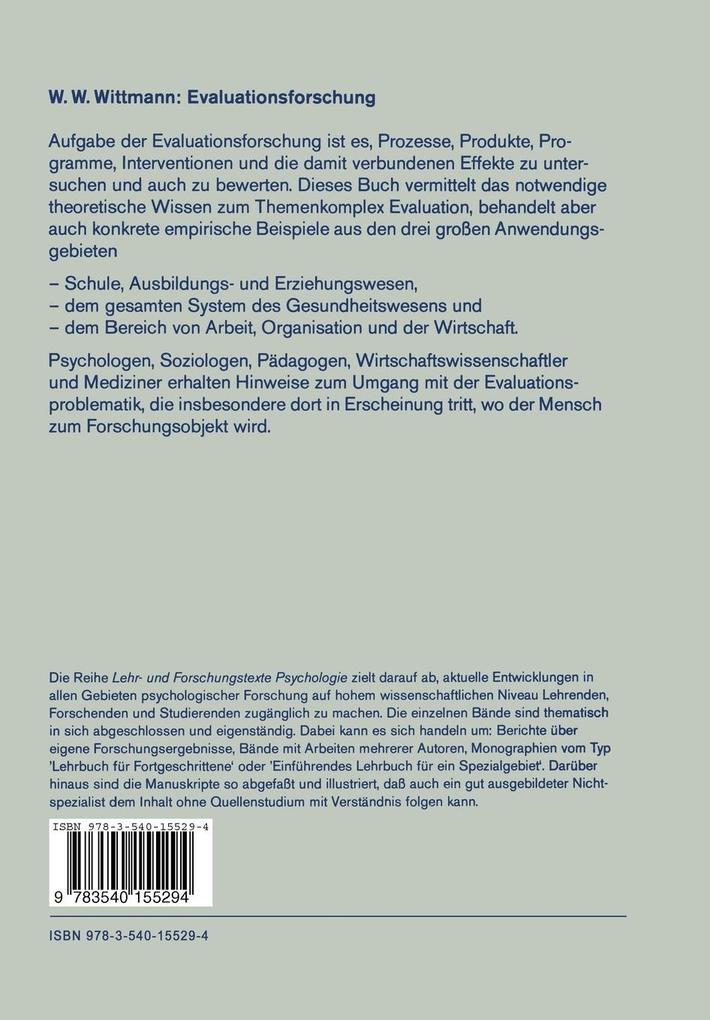 Weitere Ansicht: Evaluationsforschung | Werner W. Wittmann