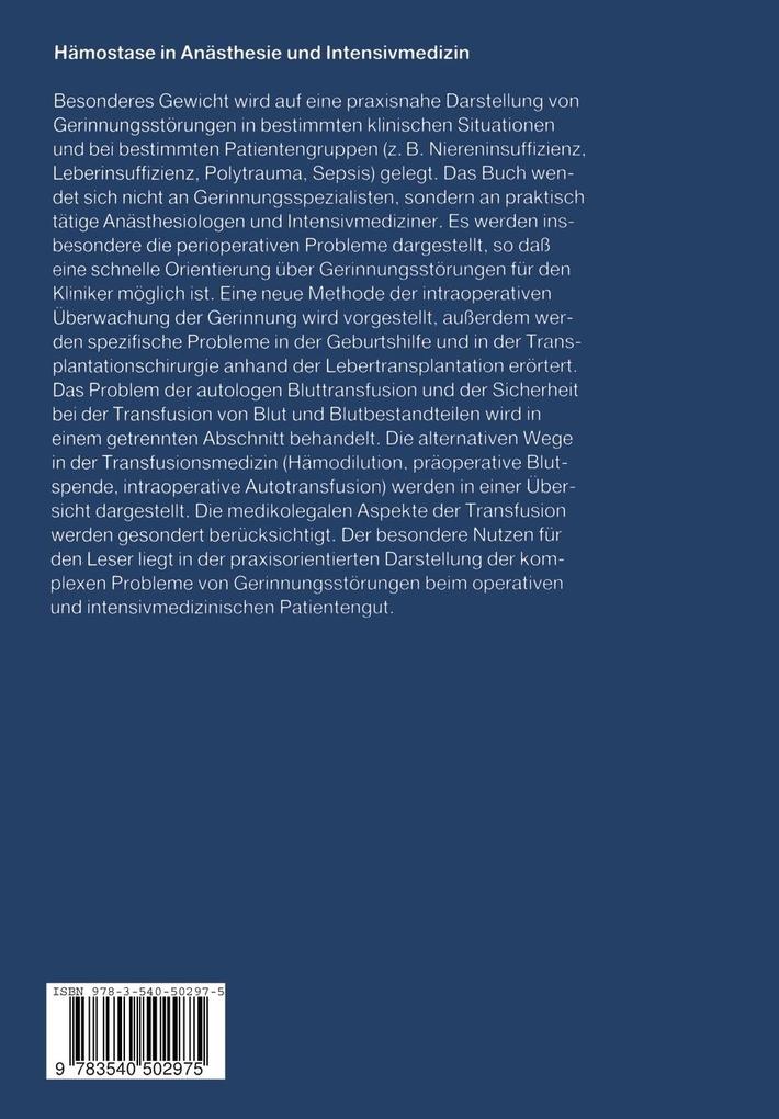 Weitere Ansicht: Hämostase in Anästhesie und Intensivmedizin | Otto H. Just, Claude Krier