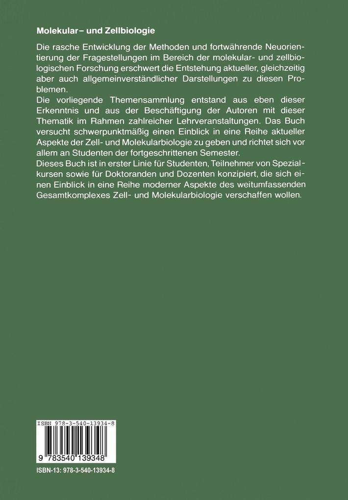 Weitere Ansicht: Molekular- und Zellbiologie | N. Blin, E. R. Schmidt, M. F. Trendelenburg