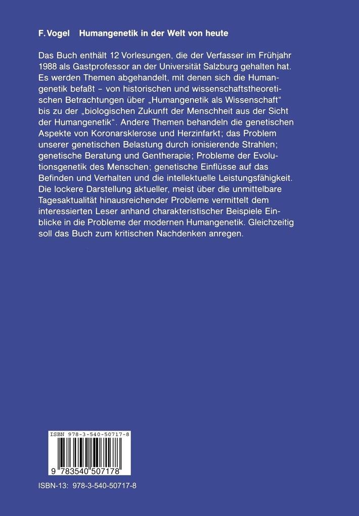 Weitere Ansicht: Humangenetik in der Welt von heute | Friedrich Vogel
