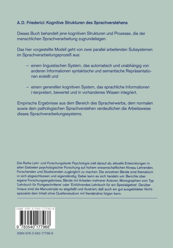 Weitere Ansicht: Kognitive Strukturen des Sprachverstehens | Angela D. Friederici