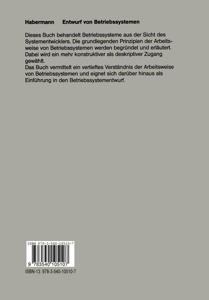Weitere Ansicht: Entwurf von Betriebssystemen | A. N. Habermann, Arie N. Habermann