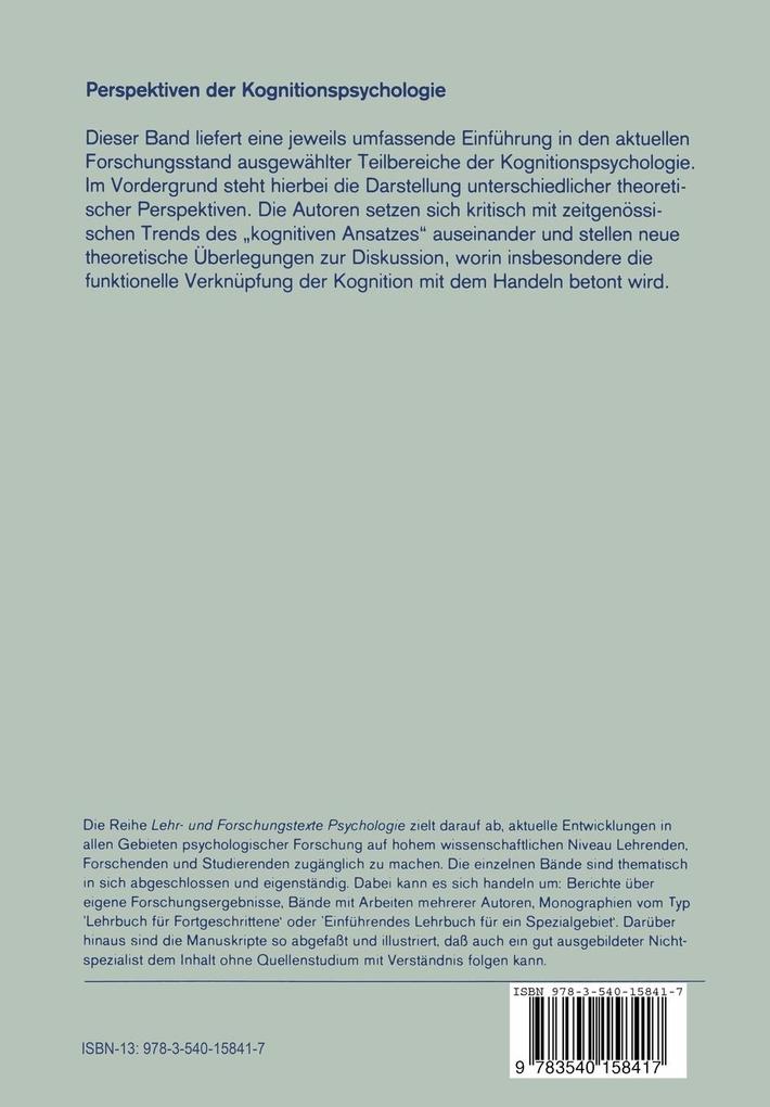 Weitere Ansicht: Perspektiven der Kognitionspsychologie | Odmar Neumann