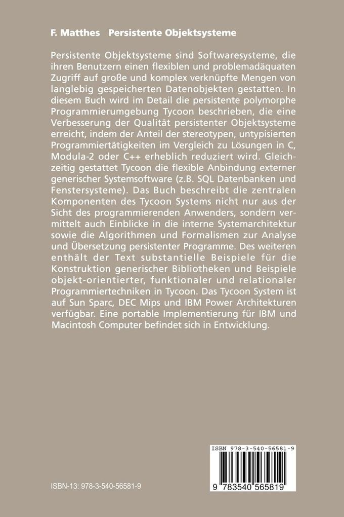 Weitere Ansicht: Persistente Objektsysteme | Florian Matthes