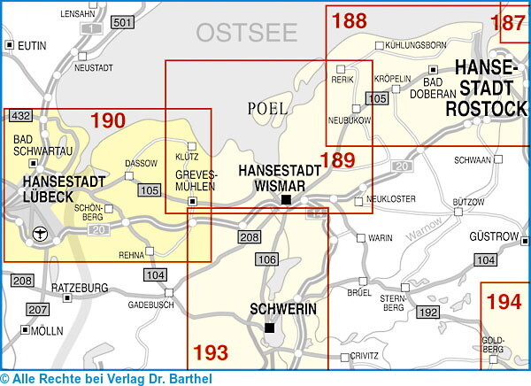 Weitere Ansicht: Hansestadt Lübeck, Travemünde, Boltenhagen und Umgebung Radwander- und Wanderkarte 1 : 50 000