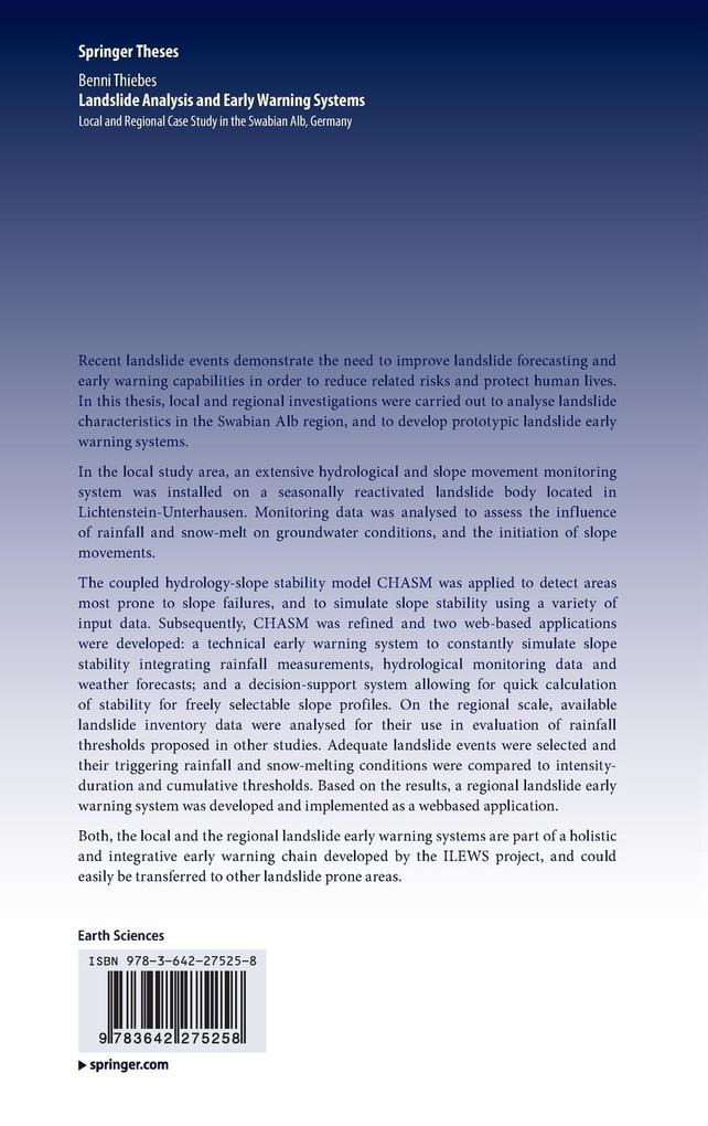Weitere Ansicht: Landslide Analysis and Early Warning Systems | Benni Thiebes