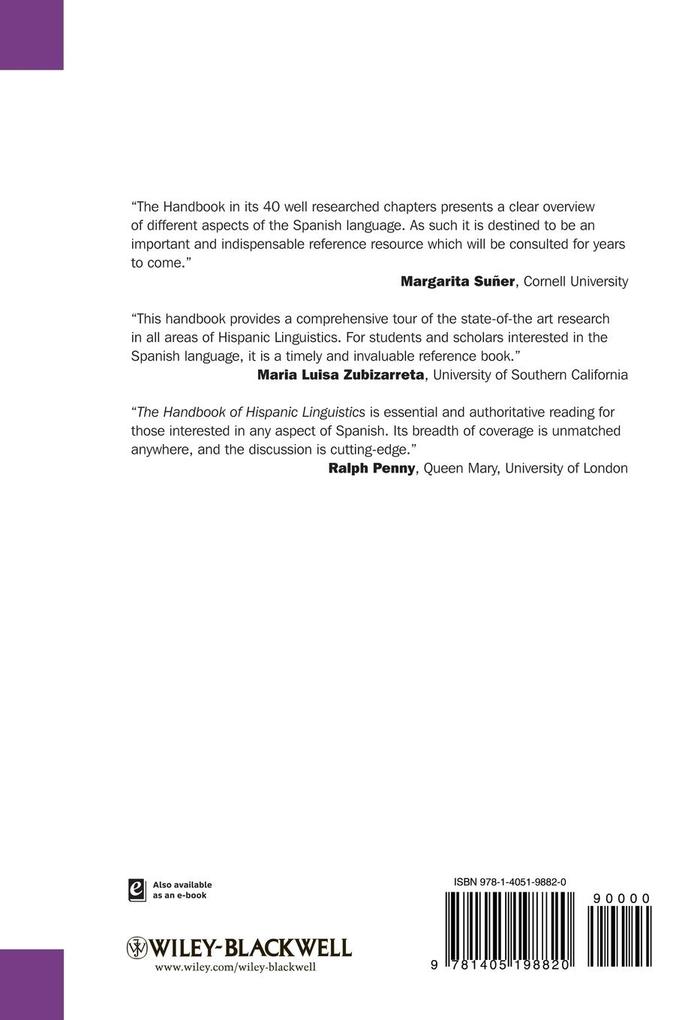 Weitere Ansicht: The Handbook of Hispanic Linguistics