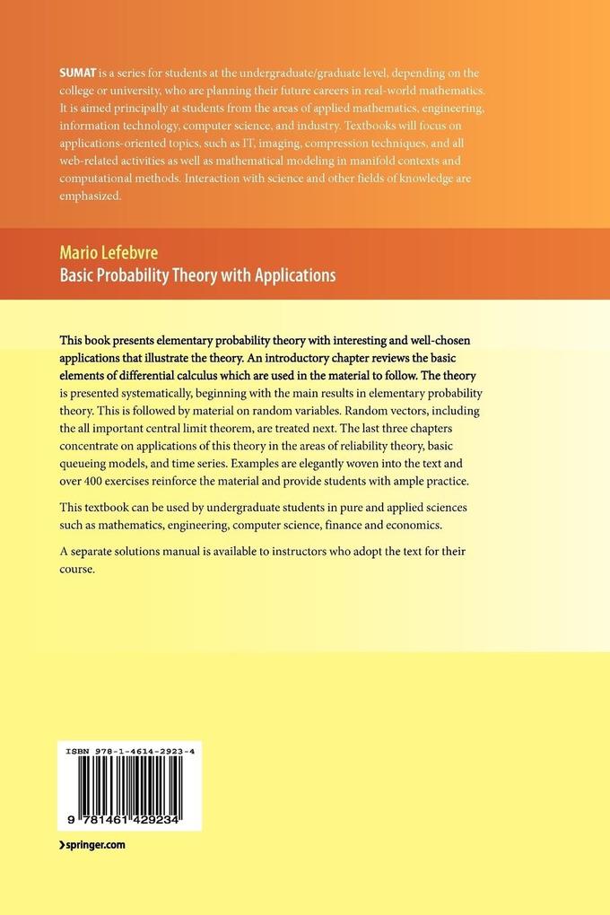 Weitere Ansicht: Basic Probability Theory with Applications | Mario Lefebvre