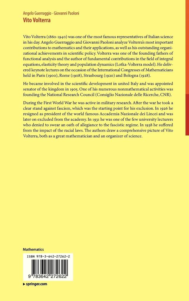 Weitere Ansicht: Vito Volterra | Angelo Guerraggio, Giovanni Paoloni