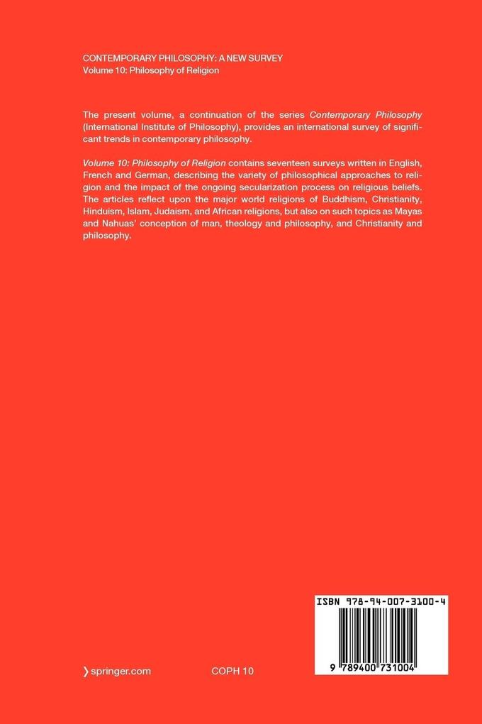 Weitere Ansicht: Volume 10: Philosophy of Religion