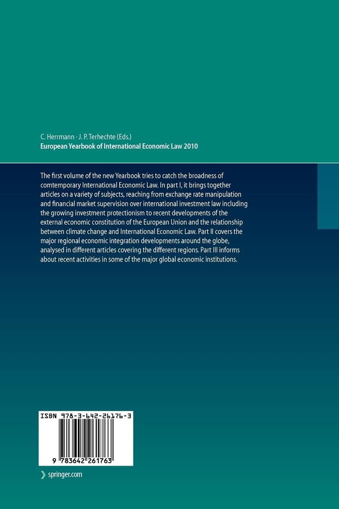 Weitere Ansicht: European Yearbook of International Economic Law 2010