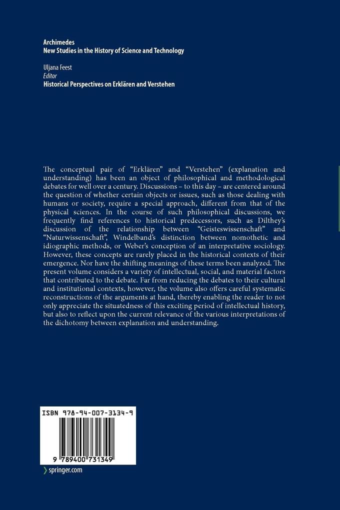 Weitere Ansicht: Historical Perspectives on Erklären and Verstehen