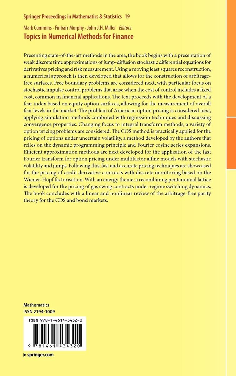 Weitere Ansicht: Topics in Numerical Methods for Finance