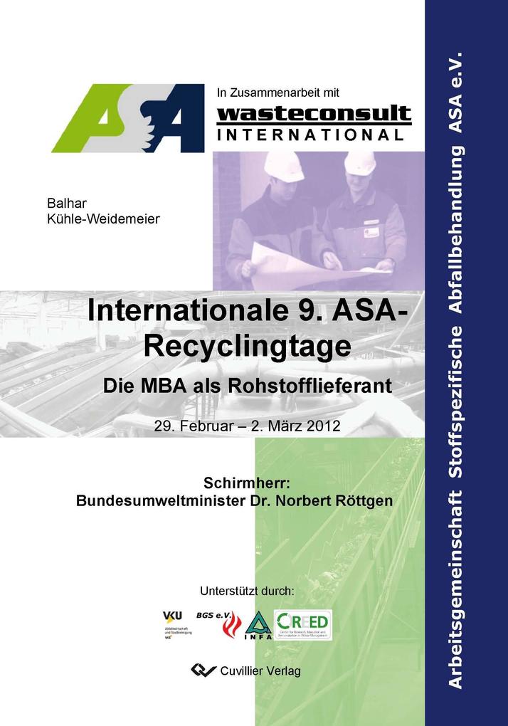 Produktbild: Internationale 9. ASA-Recyclingtage.Die MBA als Rohstofflieferant | Matthias Kühle-Weidemeier