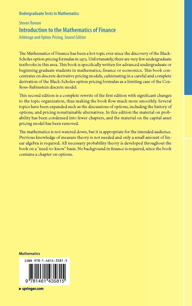 Weitere Ansicht: Introduction to the Mathematics of Finance | Steven Roman