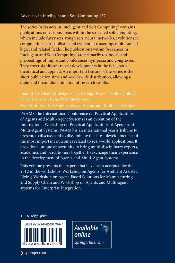 Weitere Ansicht: Trends in Practical Applications of Agents and Multiagent Systems