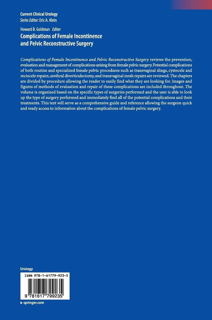 Weitere Ansicht: Complications of Female Incontinence and Pelvic Reconstructive Surgery