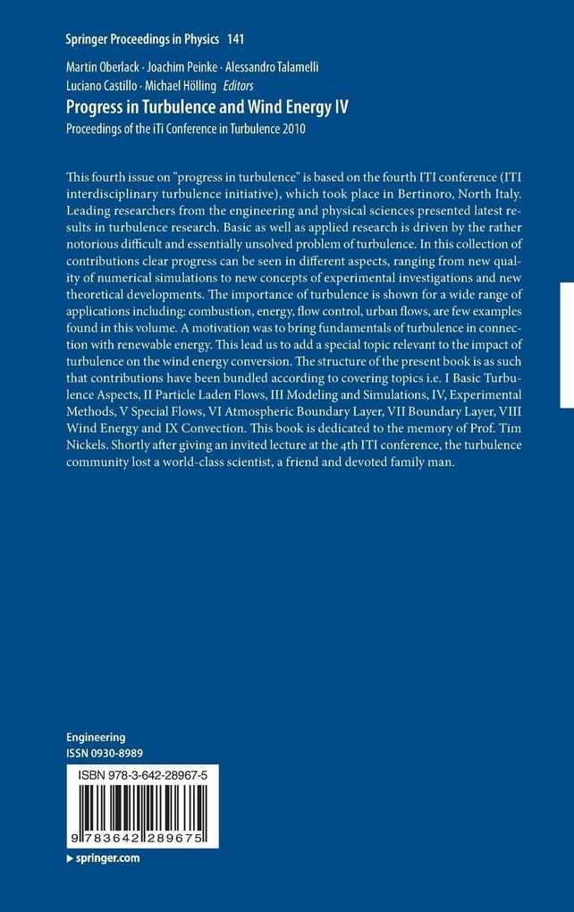 Weitere Ansicht: Progress in Turbulence and Wind Energy IV