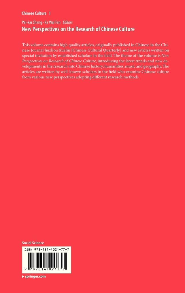 Weitere Ansicht: New Perspectives on the Research of Chinese Culture