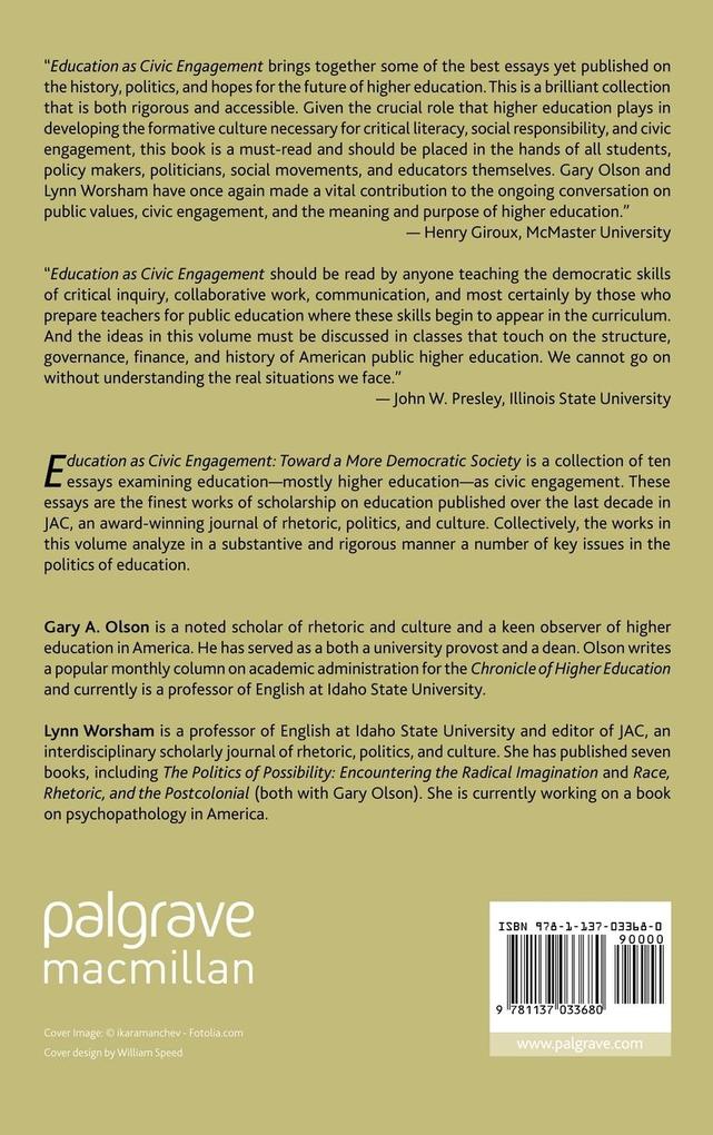 Weitere Ansicht: Education as Civic Engagement
