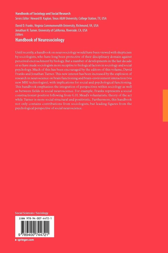 Weitere Ansicht: Handbook of Neurosociology