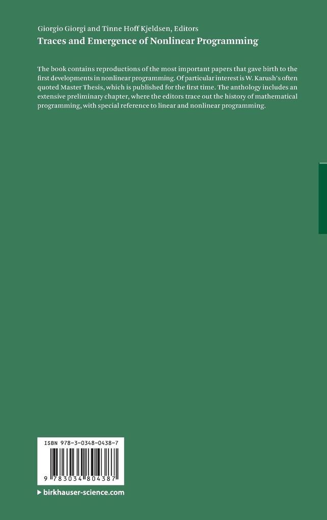 Weitere Ansicht: Traces and Emergence of Nonlinear Programming
