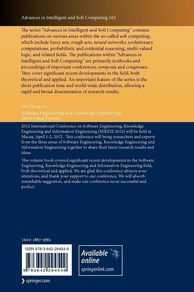 Weitere Ansicht: Software Engineering and Knowledge Engineering: Theory and Practice