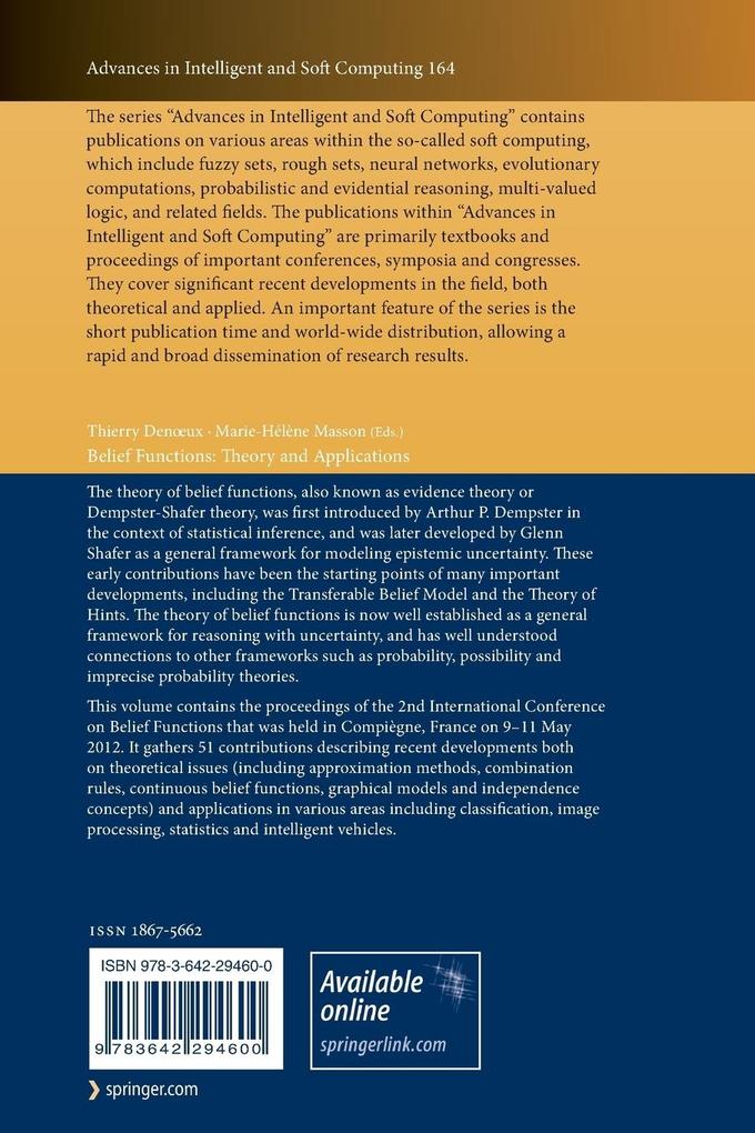 Weitere Ansicht: Belief Functions: Theory and Applications