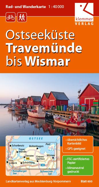 Produktbild: Ostseeküste Travemünde bis Wismar Rad- und Wanderkarte 1 : 40 000 | Christian Kuhlmann, Thomas Wachter, Klaus Klemmer