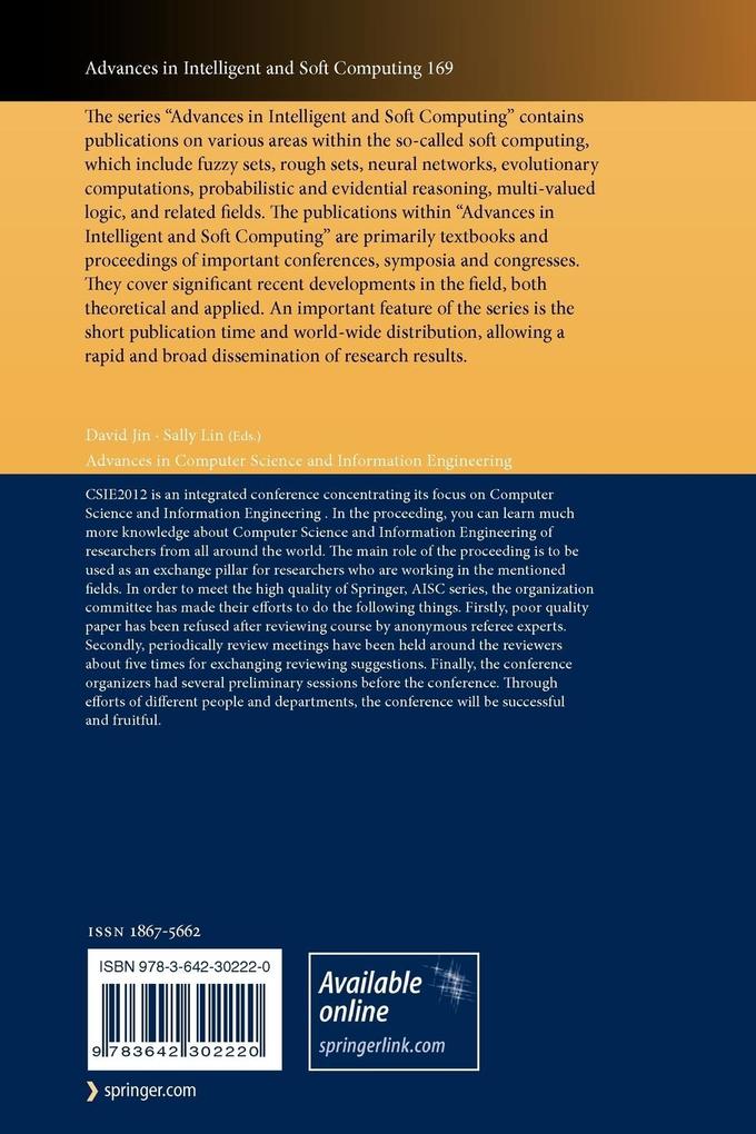 Weitere Ansicht: Advances in Computer Science and Information Engineering