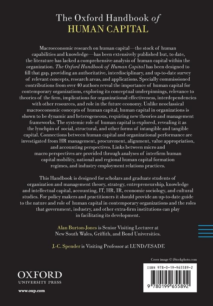 Weitere Ansicht: The Oxford Handbook of Human Capital | Alan Burton-Jones, J. -C Spender