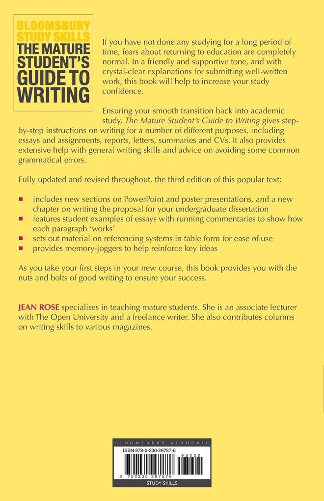Weitere Ansicht: The Mature Student's Guide to Writing | Jean Rose