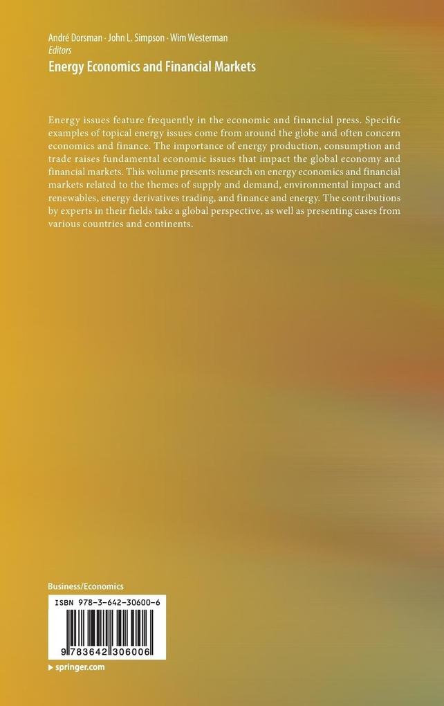 Weitere Ansicht: Energy Economics and Financial Markets