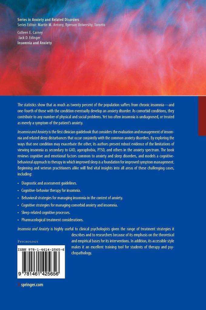 Weitere Ansicht: Insomnia and Anxiety | Colleen E. Carney, Jack D. Edinger