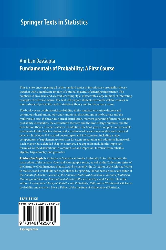Weitere Ansicht: Fundamentals of Probability: A First Course | Anirban DasGupta