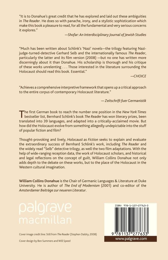 Weitere Ansicht: Holocaust as Fiction | W. Donahue, William Collins Donahue