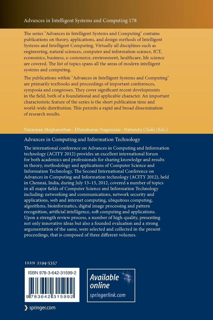 Weitere Ansicht: Advances in Computing and Information Technology