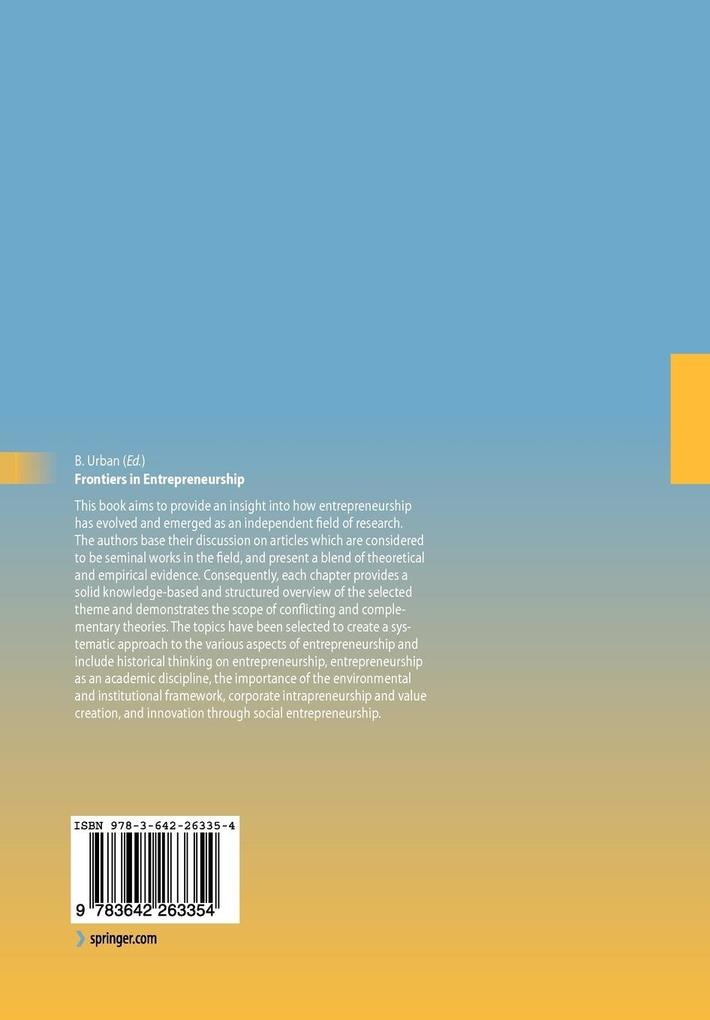 Weitere Ansicht: Frontiers in Entrepreneurship