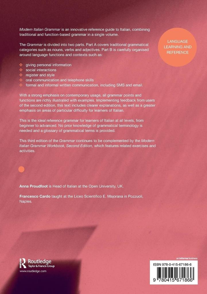 Weitere Ansicht: Modern Italian Grammar | Anna Proudfoot, Francesco Cardo
