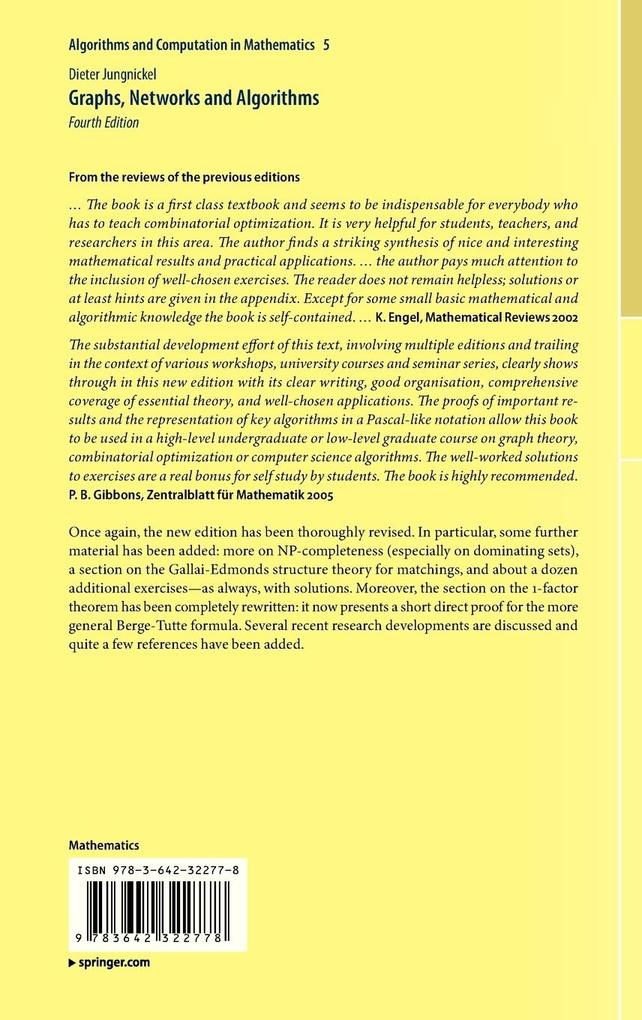 Weitere Ansicht: Graphs, Networks and Algorithms | Dieter Jungnickel