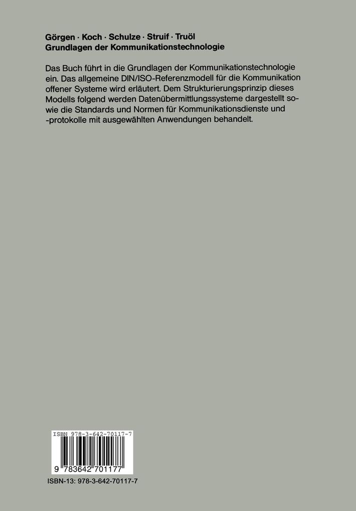 Weitere Ansicht: Grundlagen der Kommunikationstechnologie | K. Görgen, H. Koch, G. Schulze, B. Struif, K. Truöl
