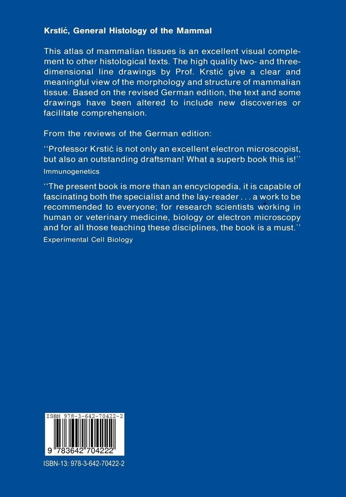 Weitere Ansicht: General Histology of the Mammal | Radivoj V. Krstic