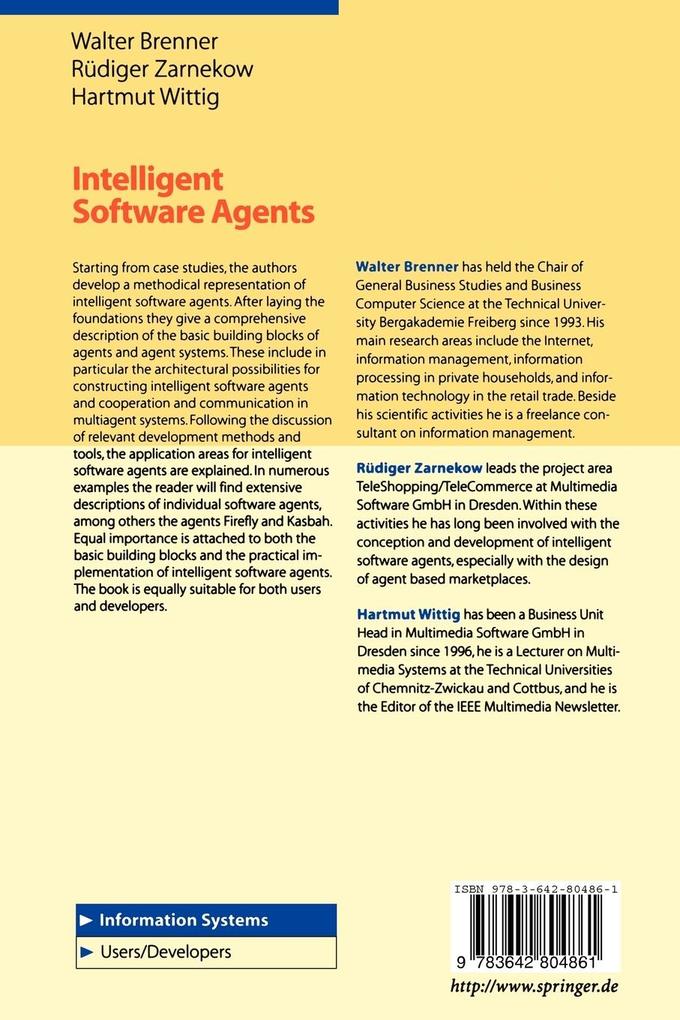 Weitere Ansicht: Intelligent Software Agents | Walter Brenner, Hartmut Wittig, Rüdiger Zarnekow