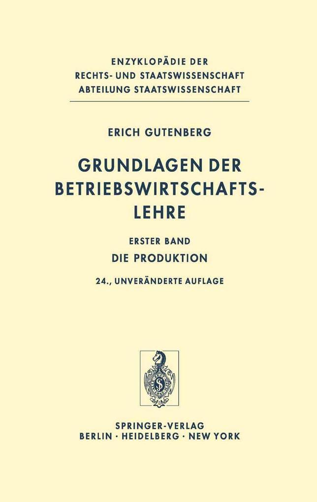 Produktbild: Grundlagen der Betriebswirtschaftslehre | Erich Gutenberg