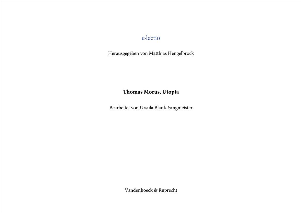Produktbild: Thomas Morus, Utopia | Ursula Blank-Sangmeister