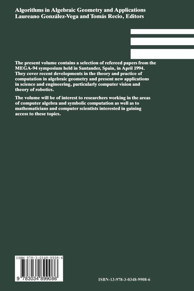 Weitere Ansicht: Algorithms in Algebraic Geometry and Applications