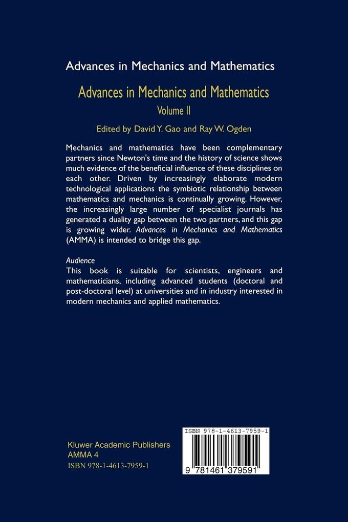 Weitere Ansicht: Advances in Mechanics and Mathematics