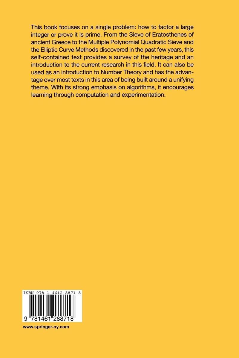 Weitere Ansicht: Factorization and Primality Testing | David M. Bressoud